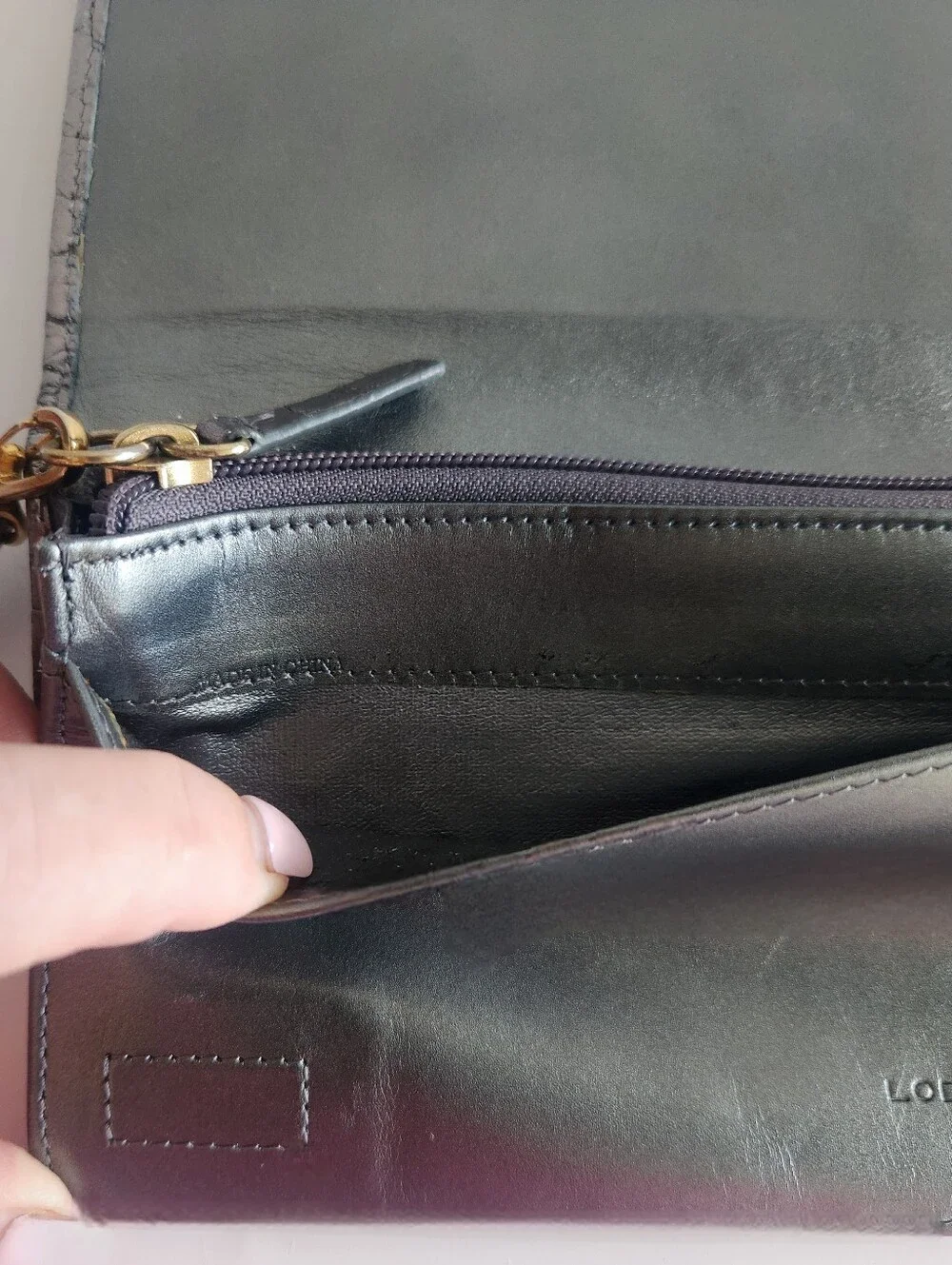 Lodis Metallic Silver Croc Embossed Leather Clutch Wristlet